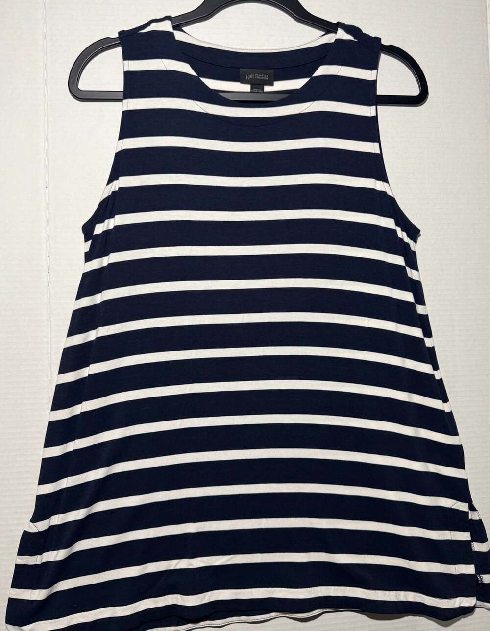 J.Jill Wearever Collection Tank Top Size M Navy White Striped Sleeveless